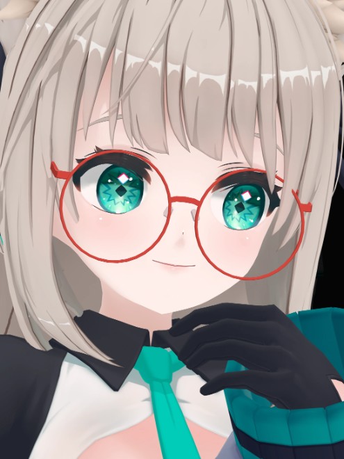 日系 3D 角色作品：銀髮眼鏡少女，YASUTO 建模
